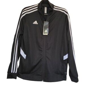 Adidas Women's Stripped Climate Track Black Jacket Size M